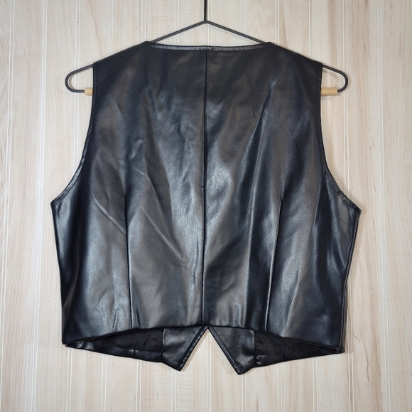 Cider Black Faux-Leather Button-Up Vest Sz XL - Picture 2 of 4